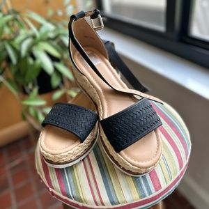 Dolce Vita Black Woven Espadrille Wedge Sandals